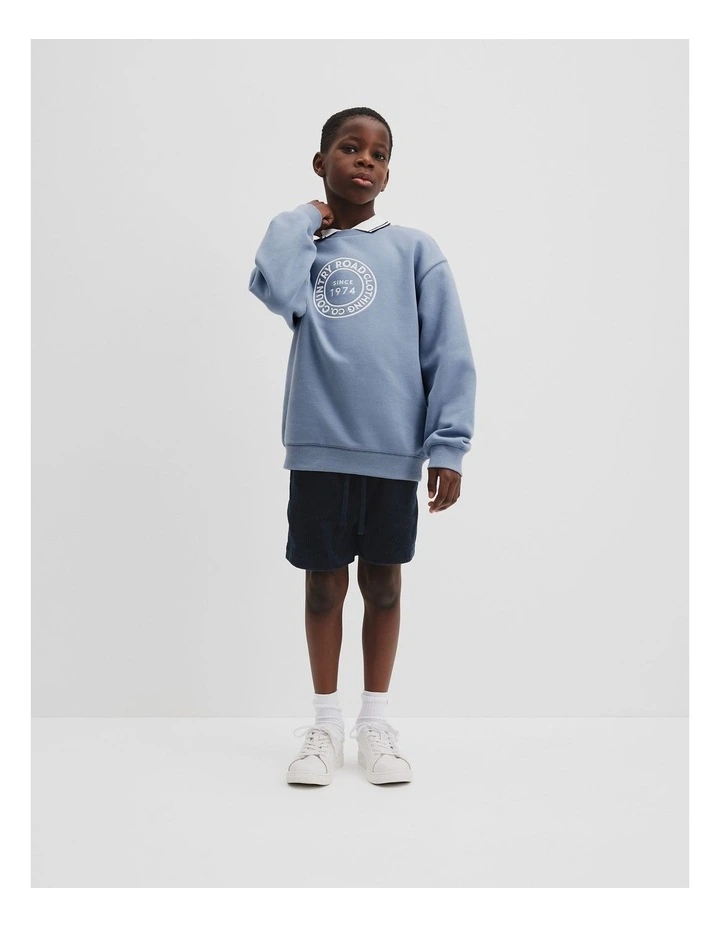 Australian Cotton Oversized Circle Logo Sweat in Slate Blue image 1