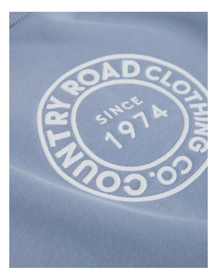Australian Cotton Oversized Circle Logo Sweat in Slate Blue image 4