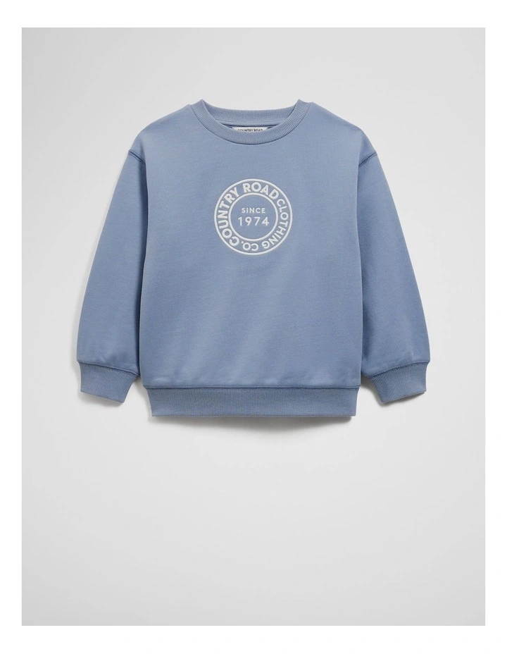 Australian Cotton Oversized Circle Logo Sweat in Slate Blue image 5
