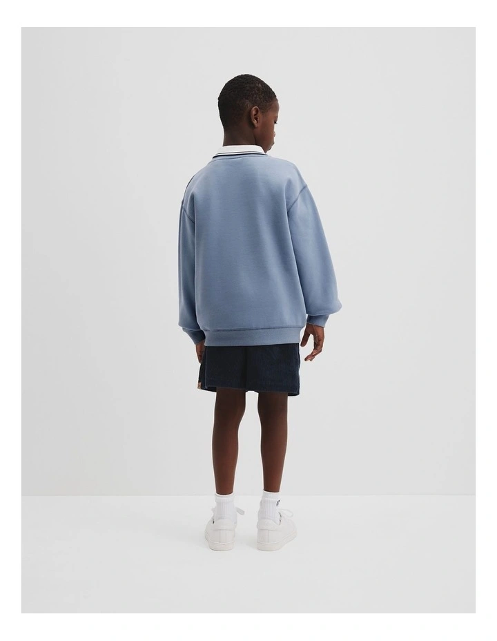 Australian Cotton Oversized Circle Logo Sweat in Slate Blue image 6