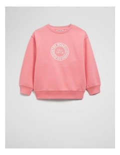 Australian Cotton Oversized Circle Logo Sweat in Strawberry