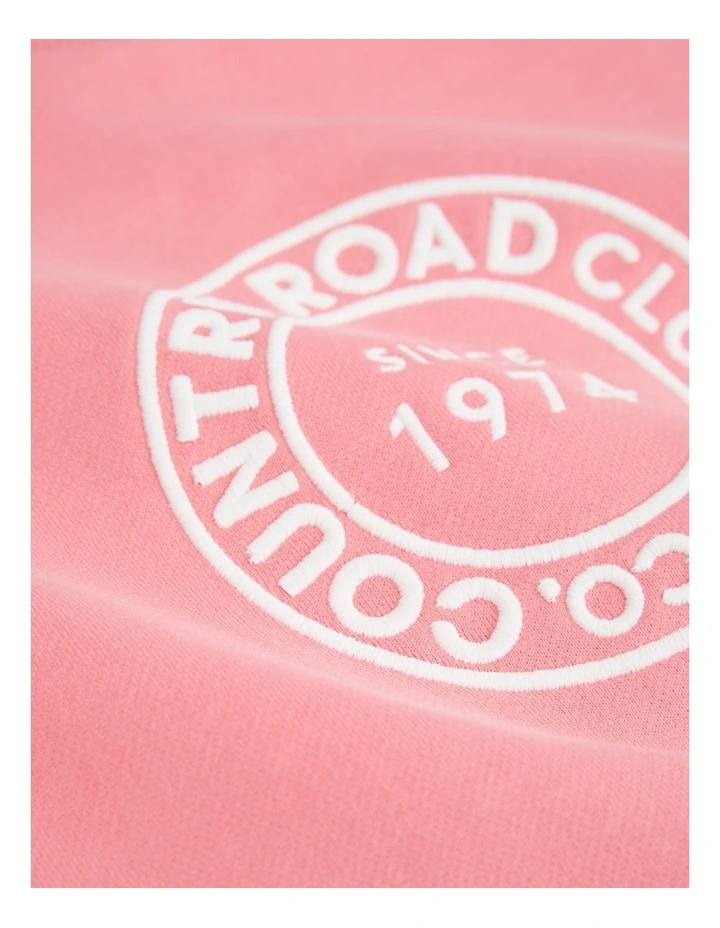 Australian Cotton Oversized Circle Logo Sweat in Strawberry image 2