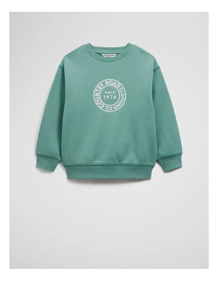Australian Cotton Oversized Circle Logo Sweat in Blue Gum image 1