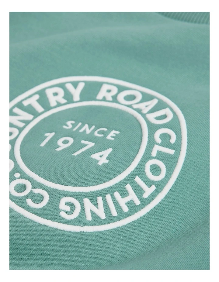 Australian Cotton Oversized Circle Logo Sweat in Blue Gum image 2