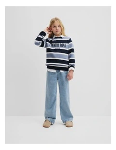 Verified Australian Cotton Heritage Sweat in Blue Stripe