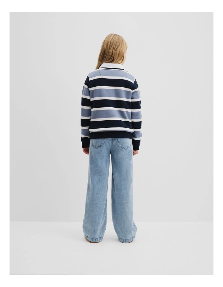 Verified Australian Cotton Heritage Sweat in Blue Stripe image 3