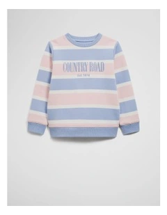 Verified Australian Cotton Heritage Sweat in Bluebell Stripe