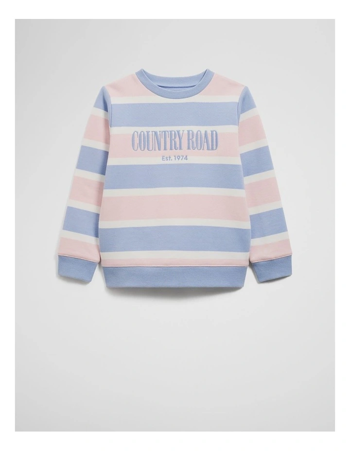 Verified Australian Cotton Heritage Sweat in Bluebell Stripe image 1