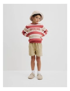 Verified Australian Cotton Heritage Sweat in Faded Red Stripe