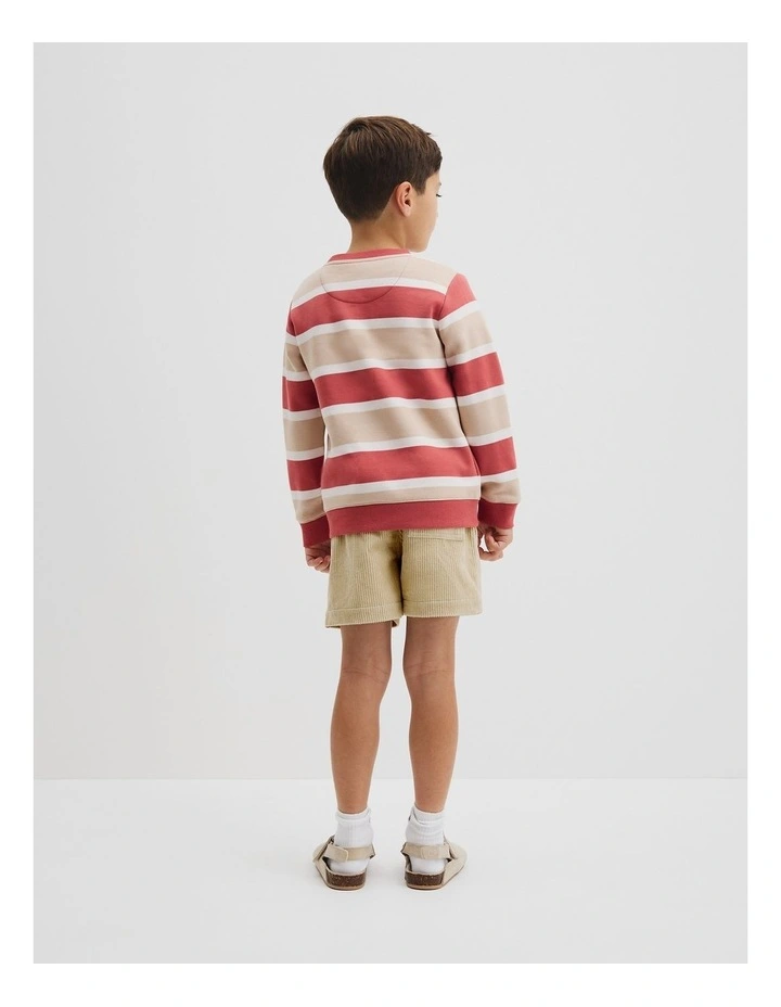 Verified Australian Cotton Heritage Sweat in Faded Red Stripe image 3