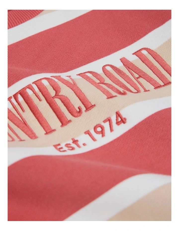 Verified Australian Cotton Heritage Sweat in Faded Red Stripe image 5