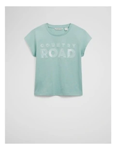 Organically Grown Cotton Sequin Logo T-shirt in Spearmint