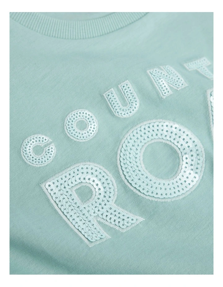 Organically Grown Cotton Sequin Logo T-shirt in Spearmint image 2