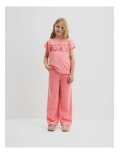 Organically Grown Cotton Sequin Logo T-shirt in Strawberry