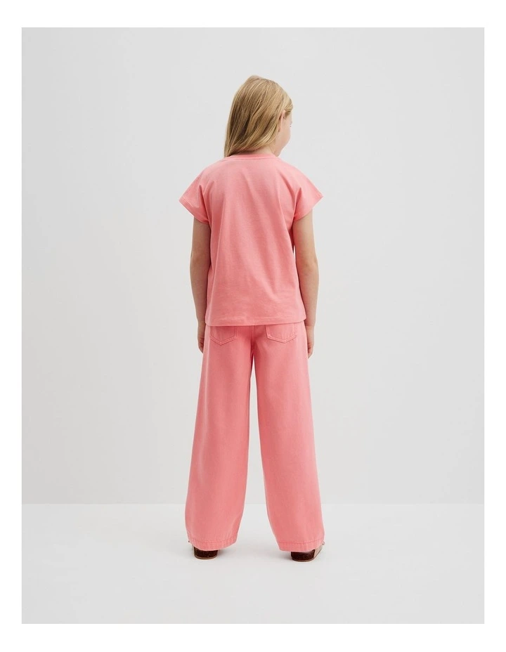Organically Grown Cotton Sequin Logo T-shirt in Strawberry image 3