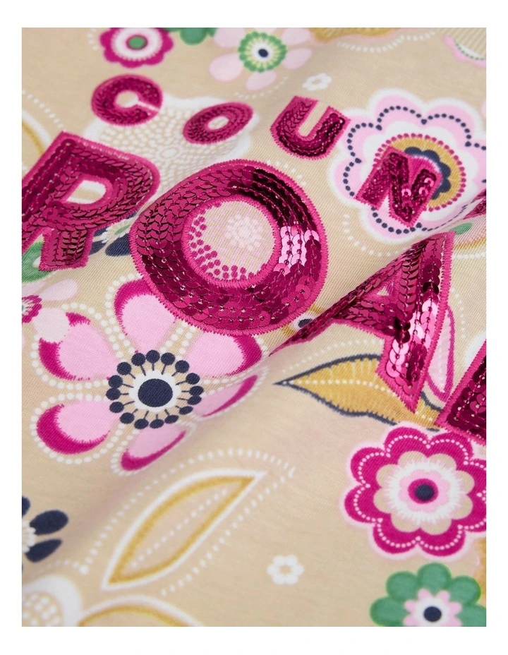 Organically Grown Cotton Sequin Logo T-shirt in Summer Floral image 2