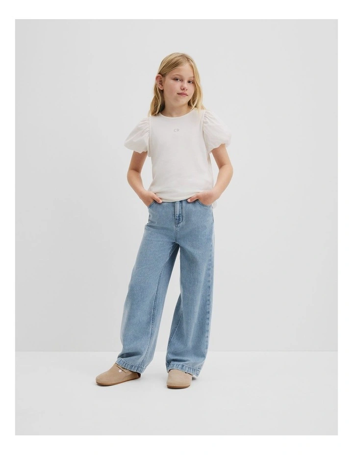 Bubble Sleeve T-shirt in Marshmallow image 1