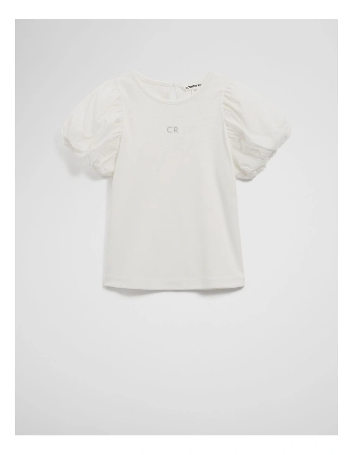 Bubble Sleeve T-shirt in Marshmallow image 4