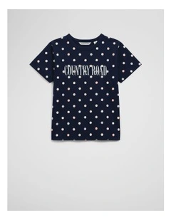 Australian Cotton Heritage T-shirt in Navy Spot