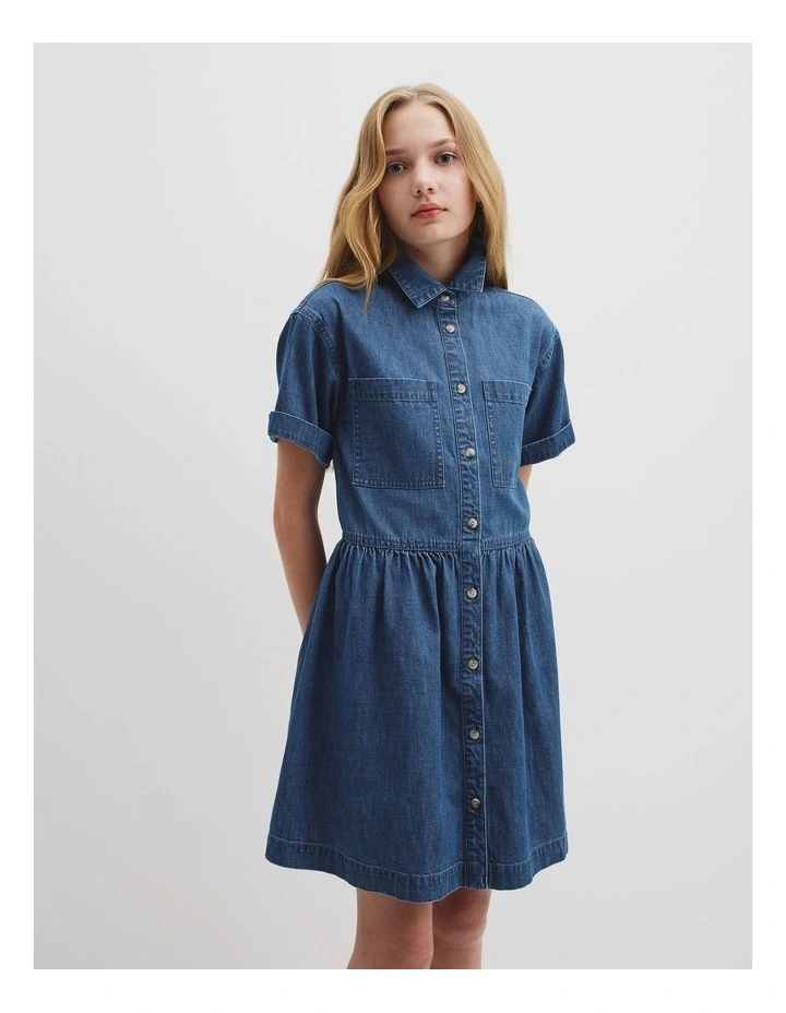 Chambray Mini Dress in Chambray image 1