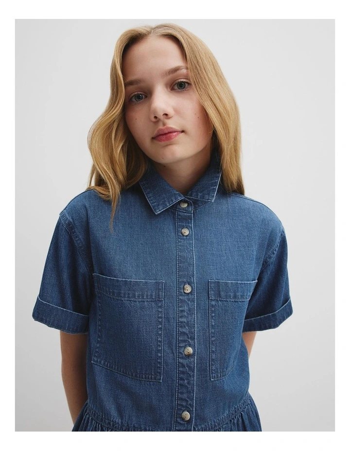 Chambray Mini Dress in Chambray image 2