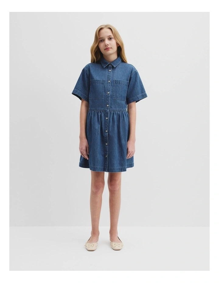 Chambray Mini Dress in Chambray image 3