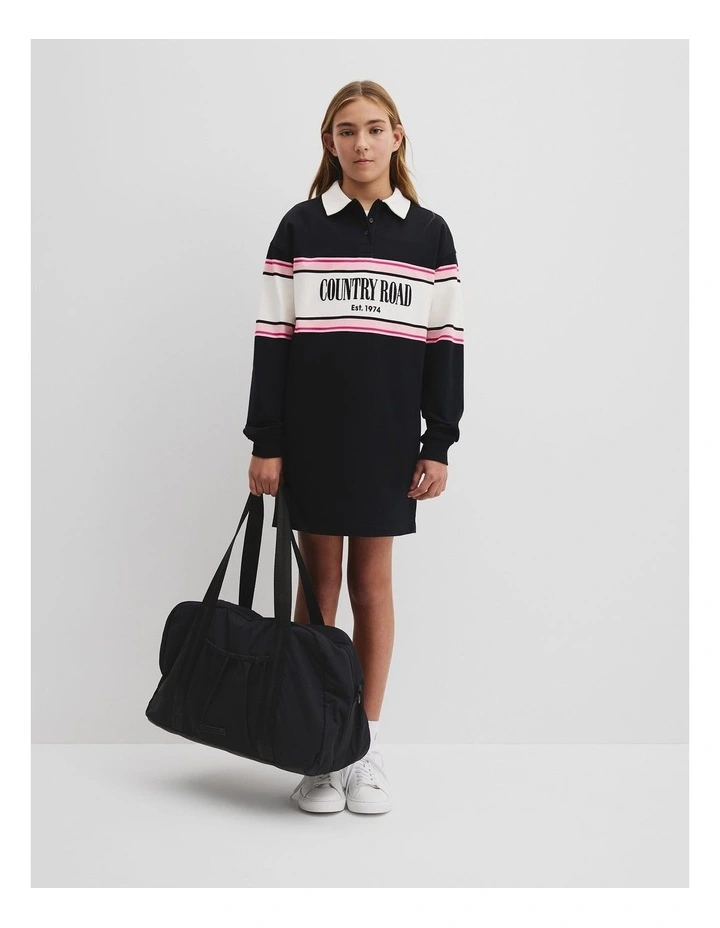 Teen Organically Grown Cotton Logo Rugby Dress in Black image 2