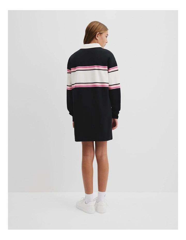 Teen Organically Grown Cotton Logo Rugby Dress in Black image 4