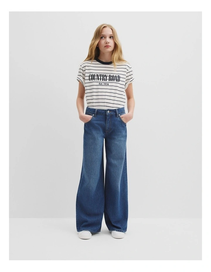 Mid Rise Wide Leg Jean in Mid Blue Wash image 1