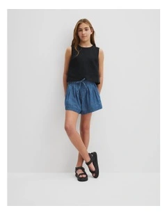 Teen Organically Grown Linen Tank in Black