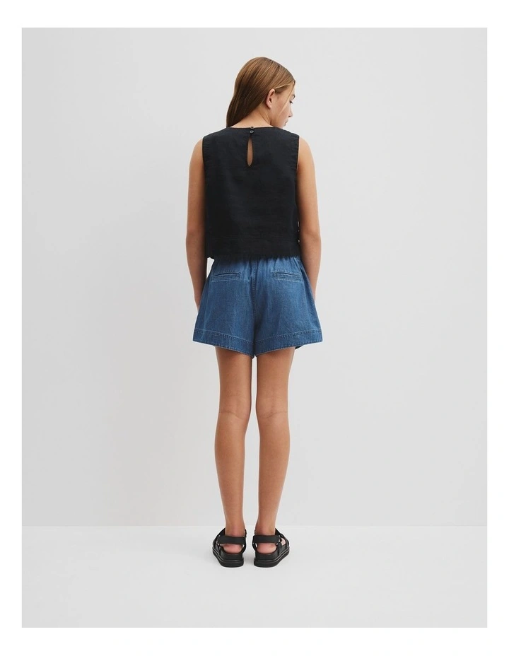 Teen Organically Grown Linen Tank in Black image 4