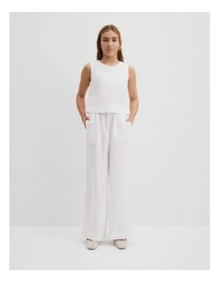Teen Organically Grown Linen Tank in Marshmallow