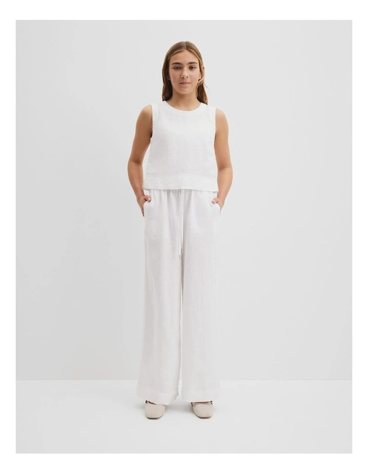 Teen Organically Grown Linen Tank in Marshmallow image 1