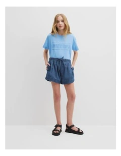 Organically Grown Cotton Pull On Short in Chambray