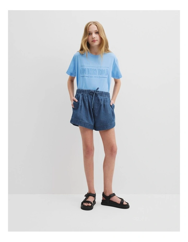 Organically Grown Cotton Pull On Short in Chambray image 1
