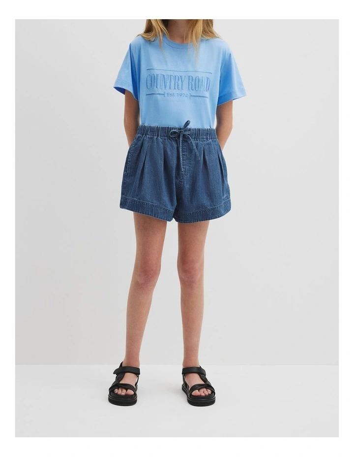 Organically Grown Cotton Pull On Short in Chambray image 2