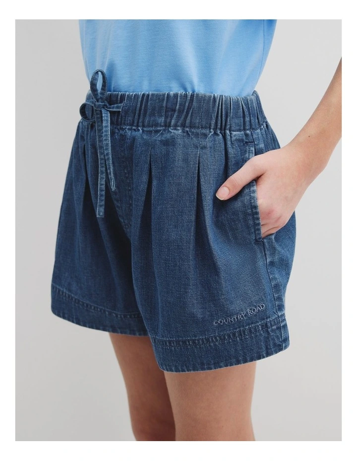 Organically Grown Cotton Pull On Short in Chambray image 3