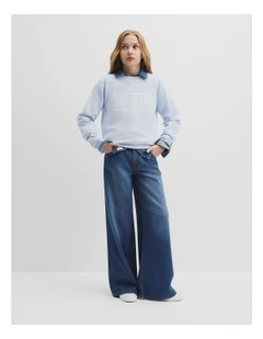 Teen Verified Australian Cotton Heritage Sweat in Soft Blue