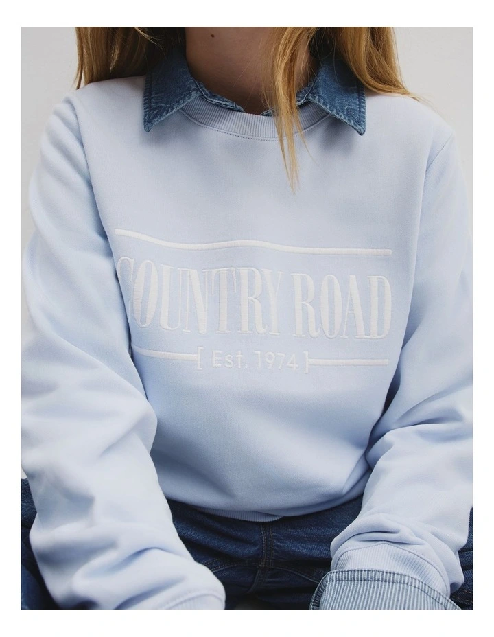 Teen Verified Australian Cotton Heritage Sweat in Soft Blue image 3