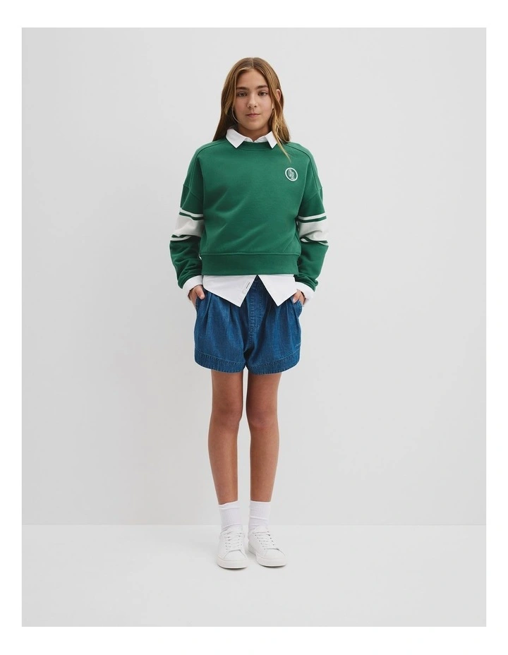 Teen Australian Cotton Varsity Sweat in Bright Green image 2