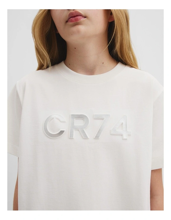Teen Recycled Cotton Blend Longline Logo T-shirt in Metallic Marsh image 3