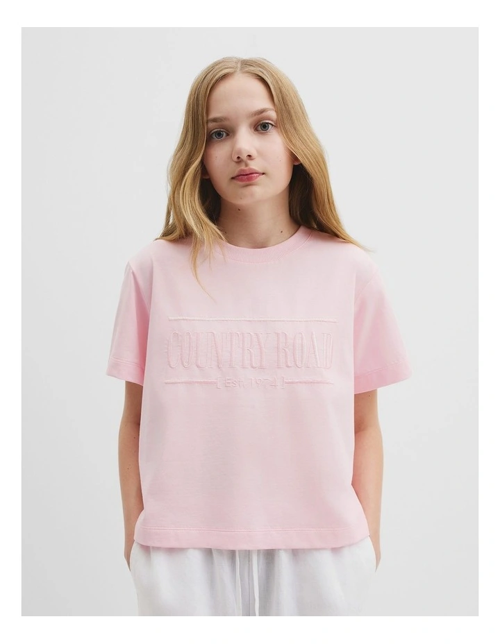 Teen Verified Australian Cotton Heritage T-shirt in Soft Pink Metallic image 2
