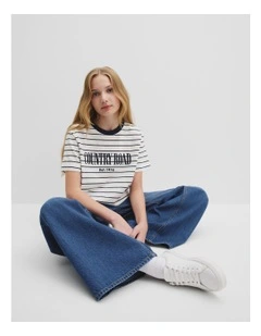 Verified Australian Cotton Heritage T-shirt in Navy Stripe