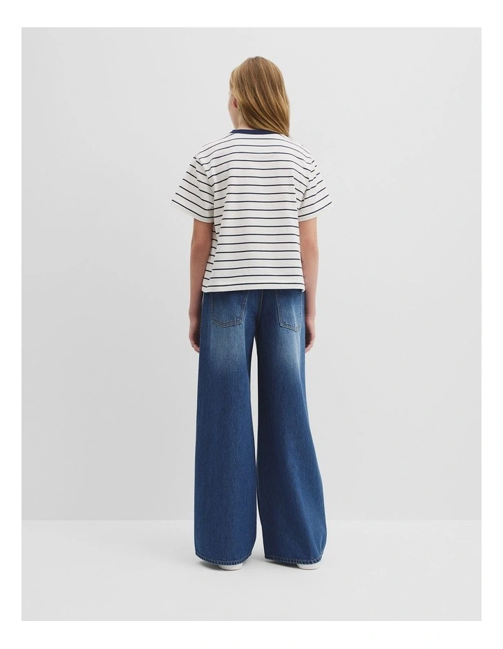 Verified Australian Cotton Heritage T-shirt in Navy Stripe image 4