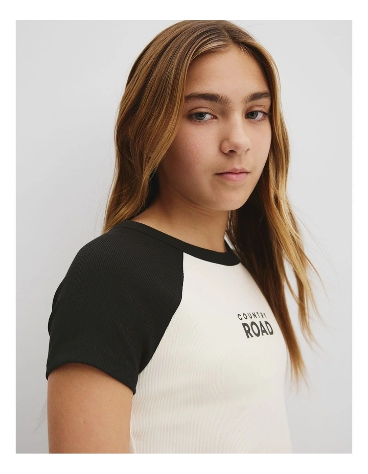 Teen Raglan Sleeve Logo T-shirt in Black image 3