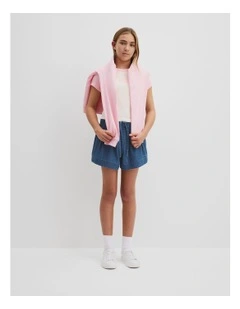 Teen Raglan Sleeve Logo T-shirt in Soft Pink
