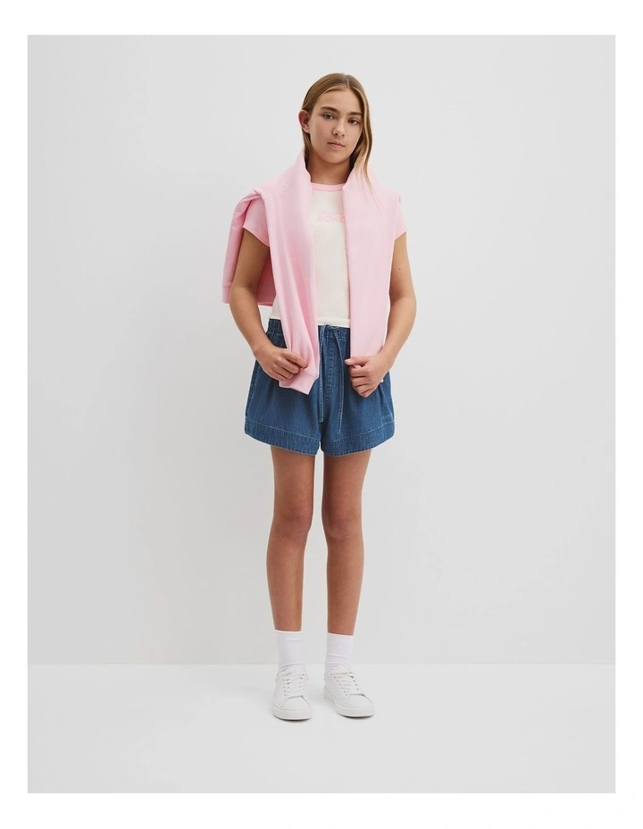 Teen Raglan Sleeve Logo T-shirt in Soft Pink image 1