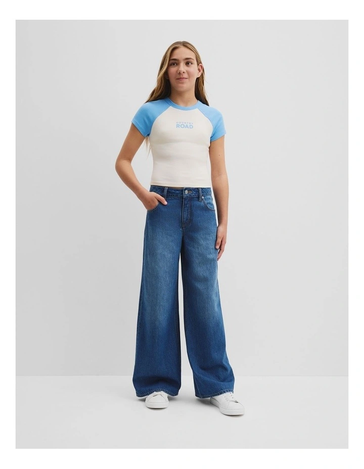 Teen Raglan Sleeve Logo T-shirt in Cornflower image 1