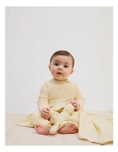 Organically Grown Cotton Waffle Jumpsuit in Lemon