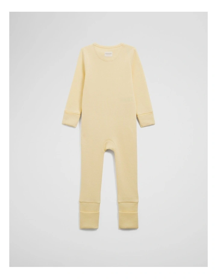 Organically Grown Cotton Waffle Jumpsuit in Lemon image 4